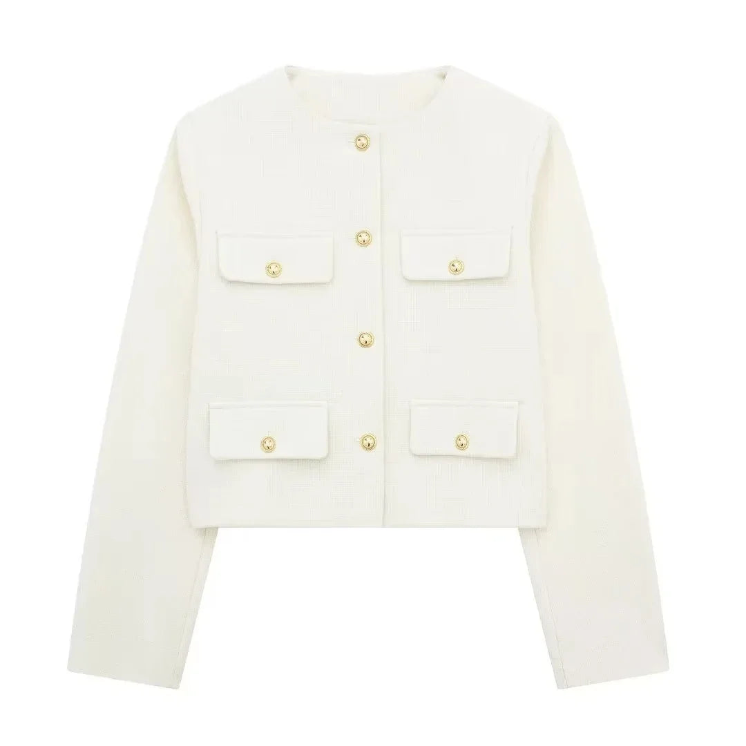 Stilla | Korte uldjakke blazer med knap og lomme detalje