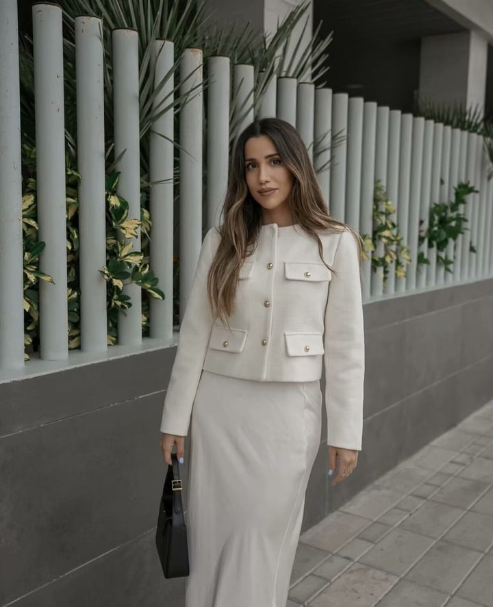 Stilla | Korte uldjakke blazer med knap og lomme detalje