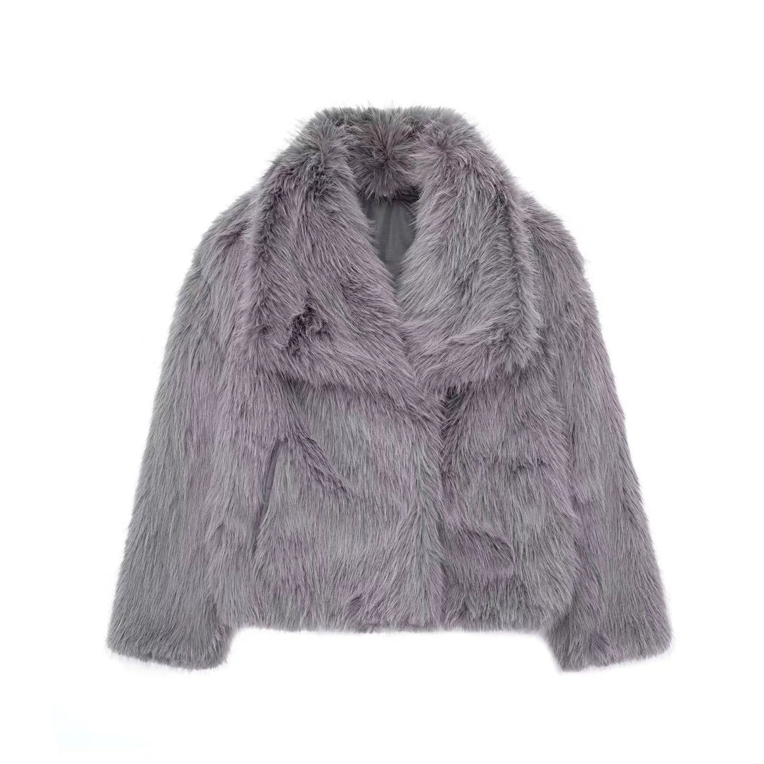 Stilla | Falsk pels overdimensioneret jakke fleece revers vinterfrakke