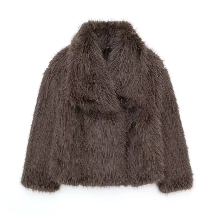 Stilla | Falsk pels overdimensioneret jakke fleece revers vinterfrakke