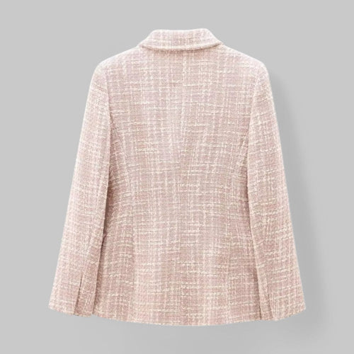 Stilla | Klassisk Dobbeltbrystet Pink Tweed Blazer