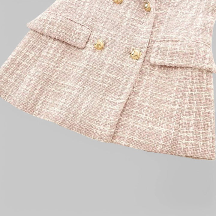 Stilla | Klassisk Dobbeltbrystet Pink Tweed Blazer