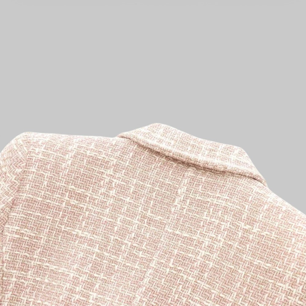 Stilla | Klassisk Dobbeltbrystet Pink Tweed Blazer