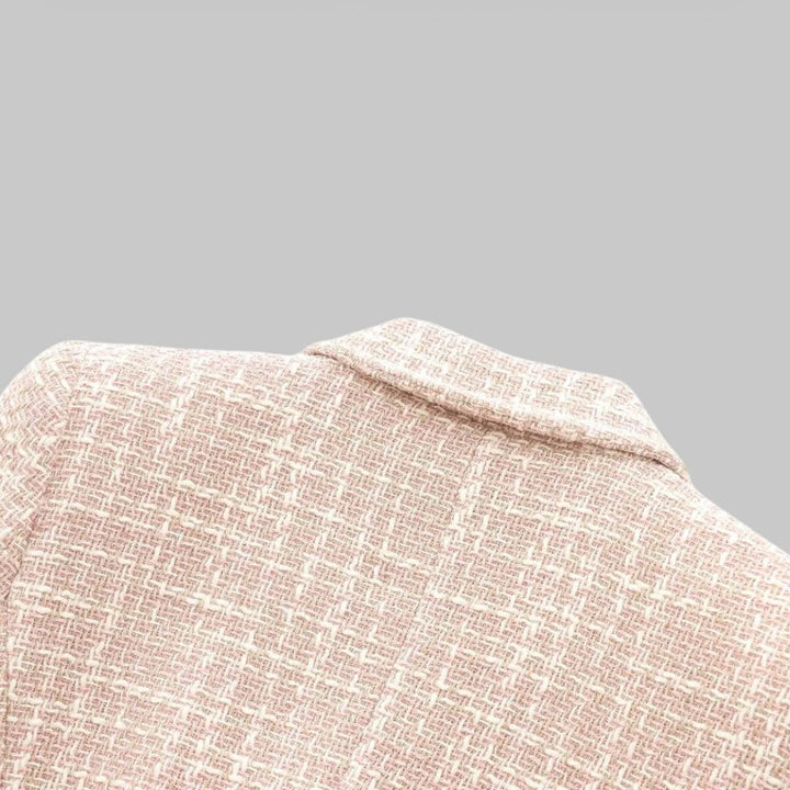 Stilla | Klassisk Dobbeltbrystet Pink Tweed Blazer