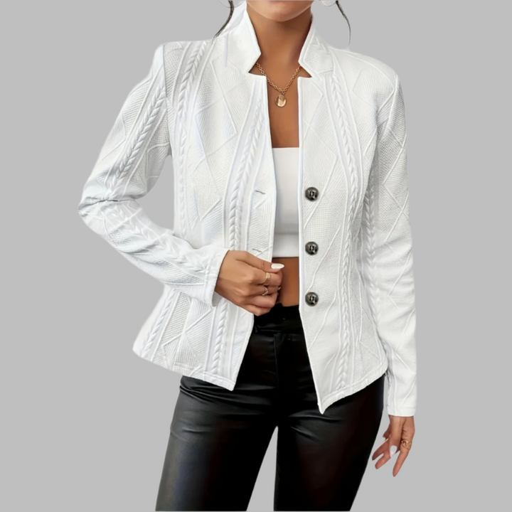 Stilla | Struktureret Blazer – Taljeret Pasform med Geometriske Detaljer