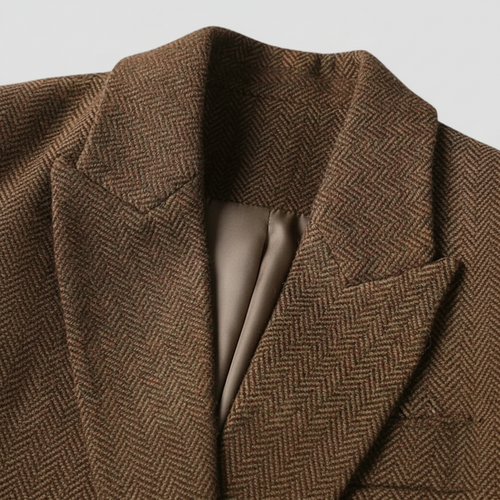 Stilla | Tweed Blazer Jakke – Dobbeltbrystet, med Bælte, Sjalskrave