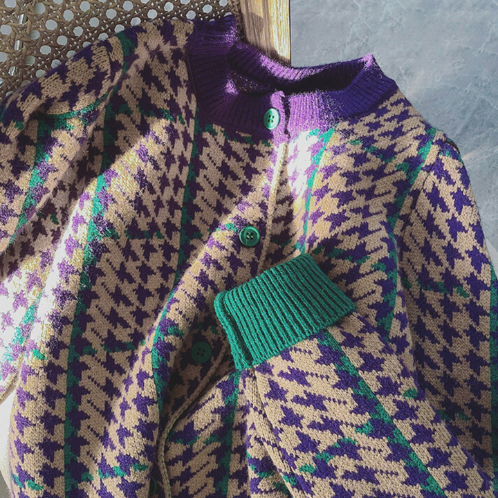 Stilla | Moderigtigt Houndstooth Cardigan til Damer