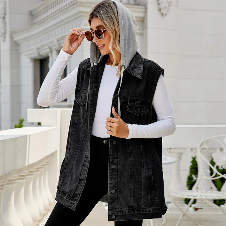 Stilla | Jeansvest Med Hætte
