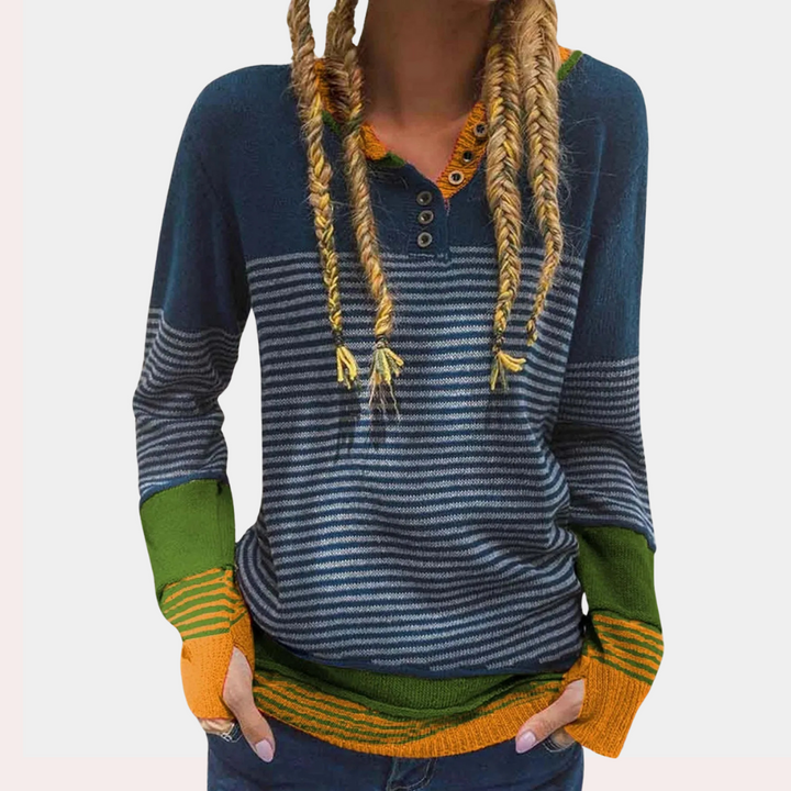 Stilla | Stilfuld Striber Strikket Sweater til Damer