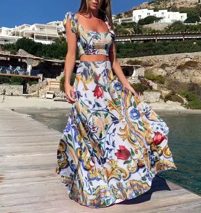 Stilla | Sexet To-delt Sommerkjole Med Boho Print