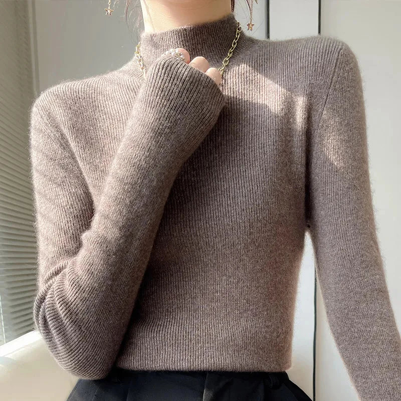 Stilla | Strikpullover med Halv Rullekrave og Lange Ærmer