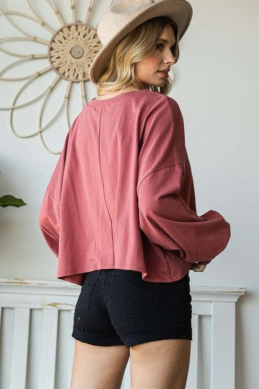 Stilla | Ansigt Langærmet Crop Top