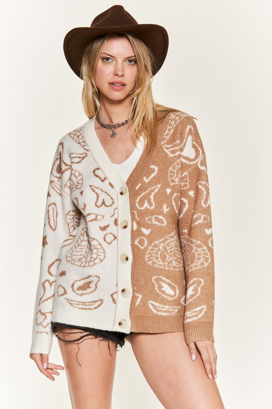Stilla | Paisley Og Farveblok Cardigan