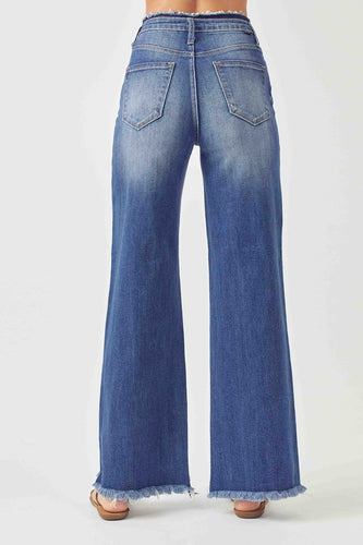 Stilla | Højtaljede råkant brede ben jeans