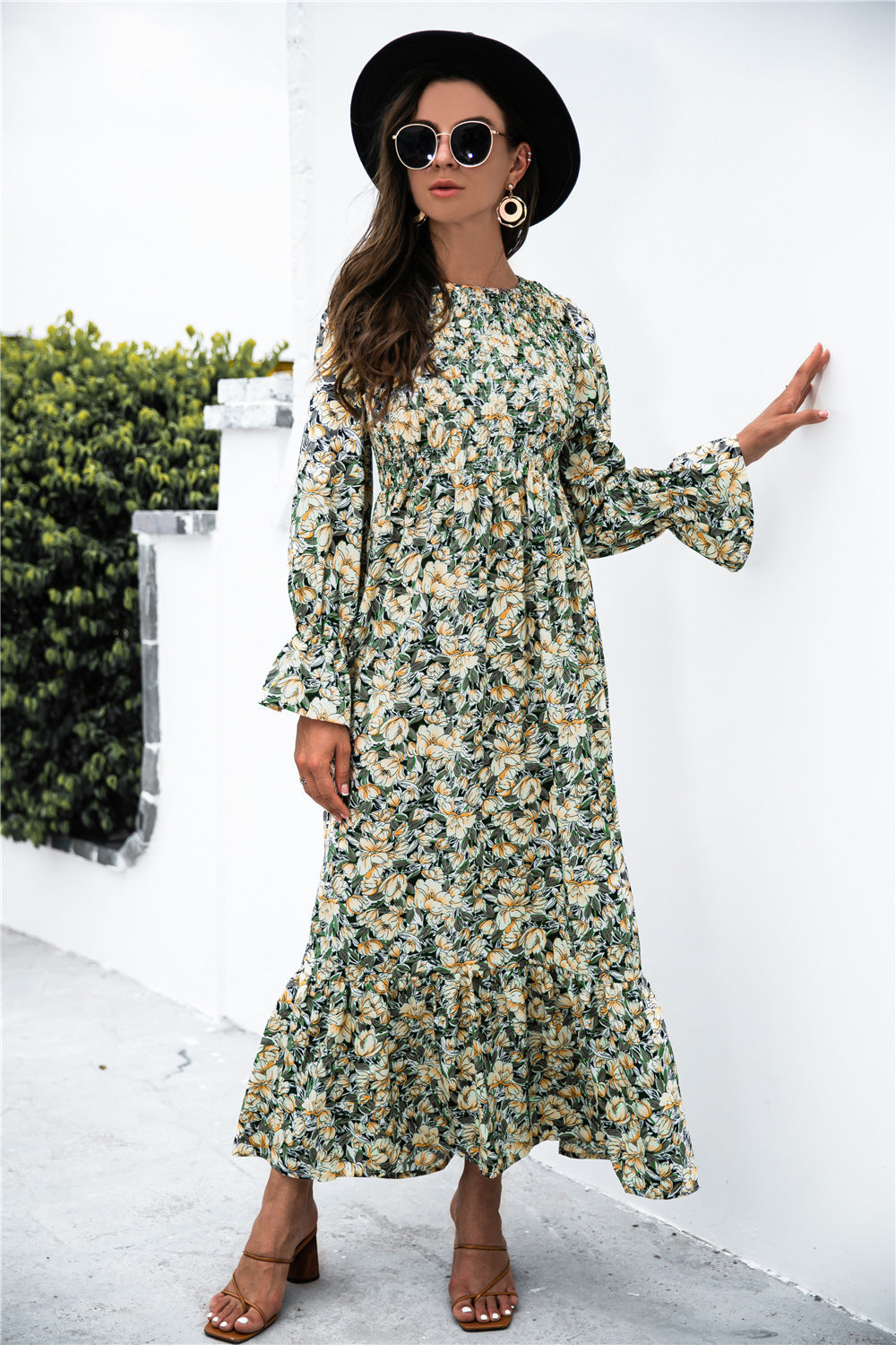 Stilla | Puff Ærme Ruffle Maxi Kjole
