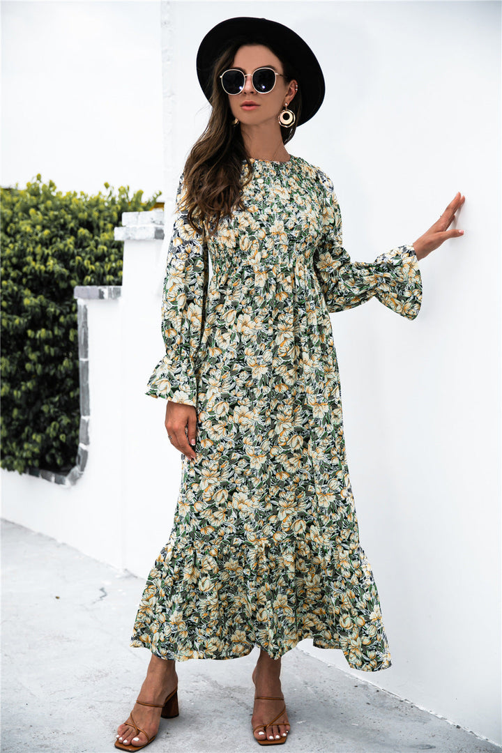 Stilla | Puff Ærme Ruffle Maxi Kjole