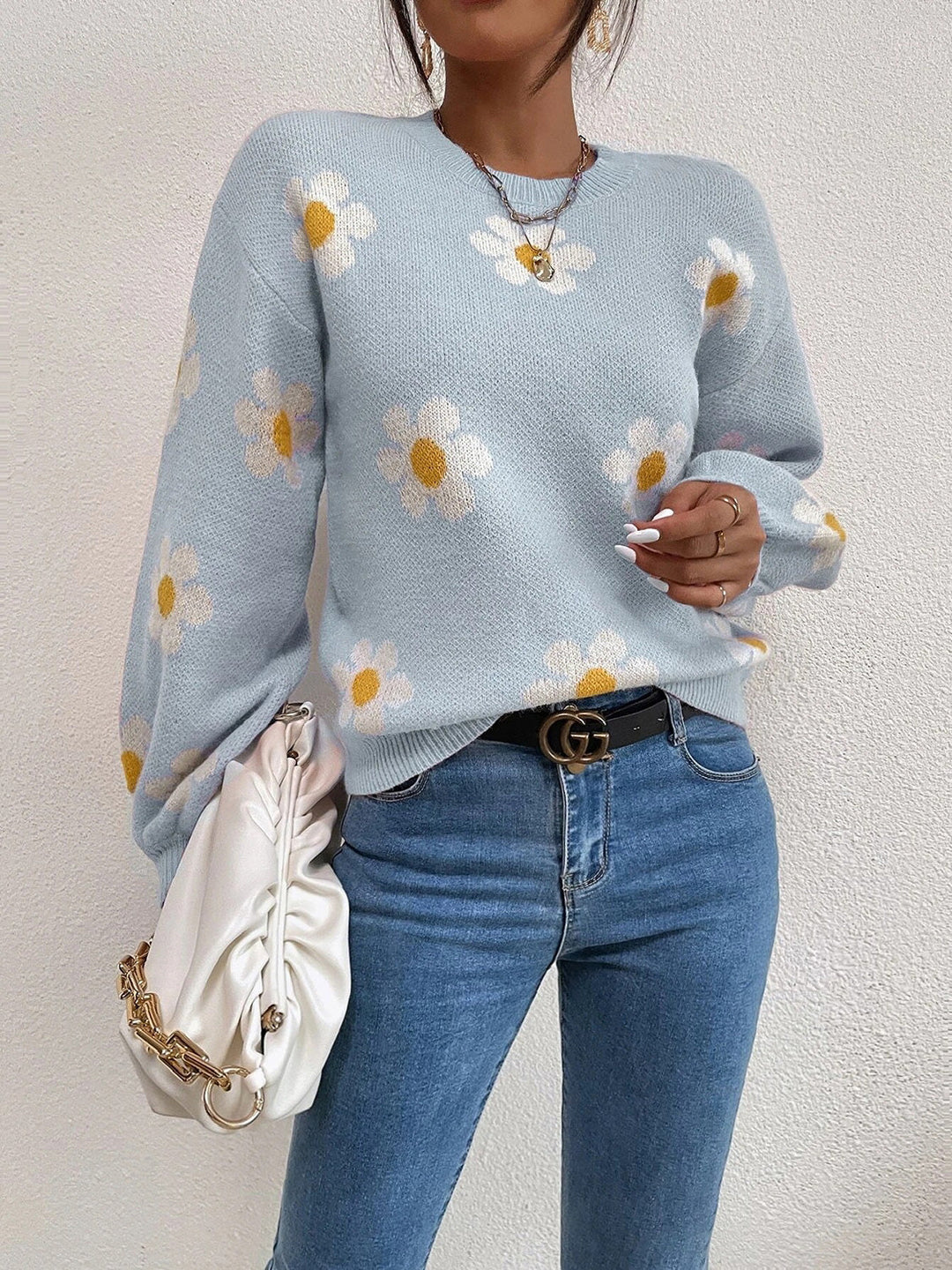 Stilla | Rund Hals Lantern Ærme Sweater