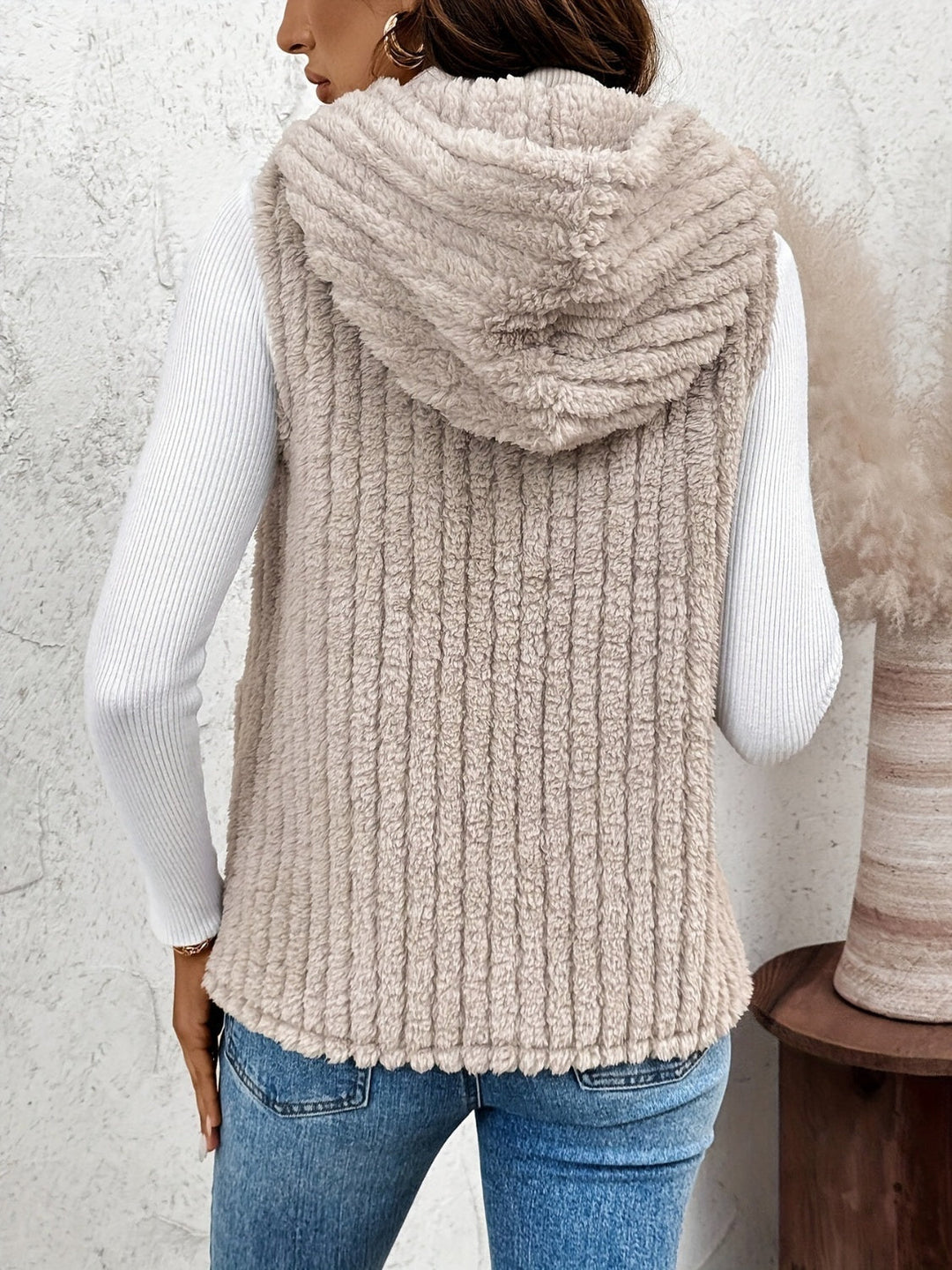 Stilla | Fluffy Hoodie Vest Med Lommer