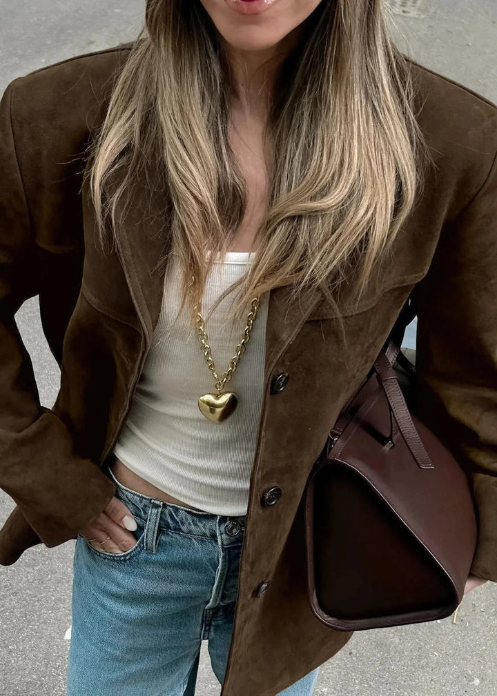 Stilla | Samt Wildlederjakke med Retro-revers