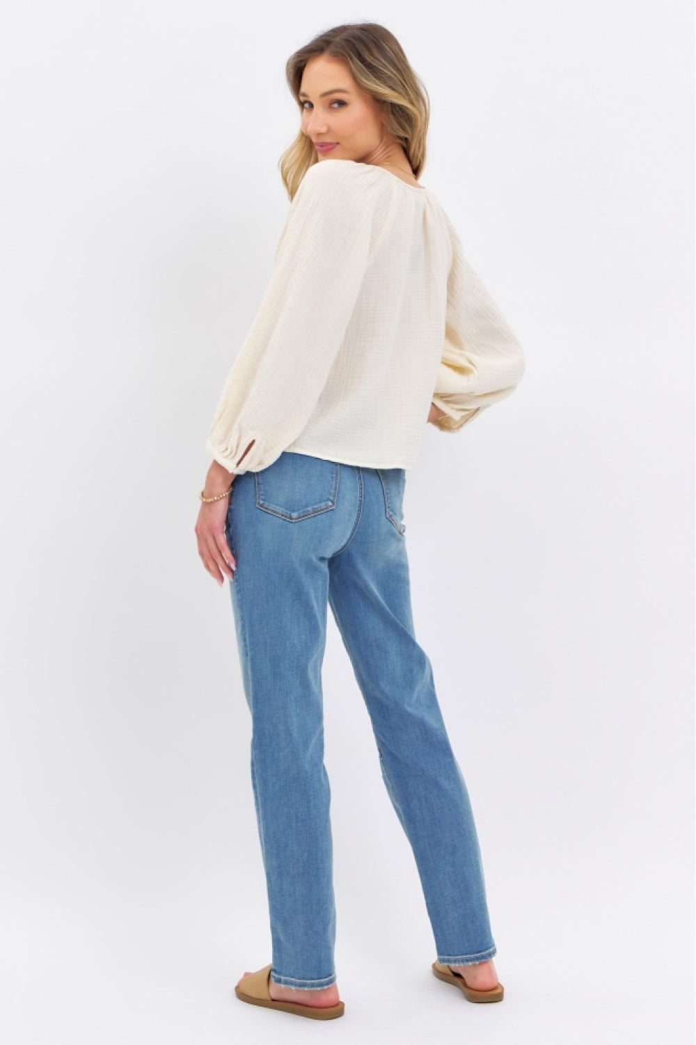 Stilla | Blå Fuldt Størrelse Høj Talje Lige Jeans
