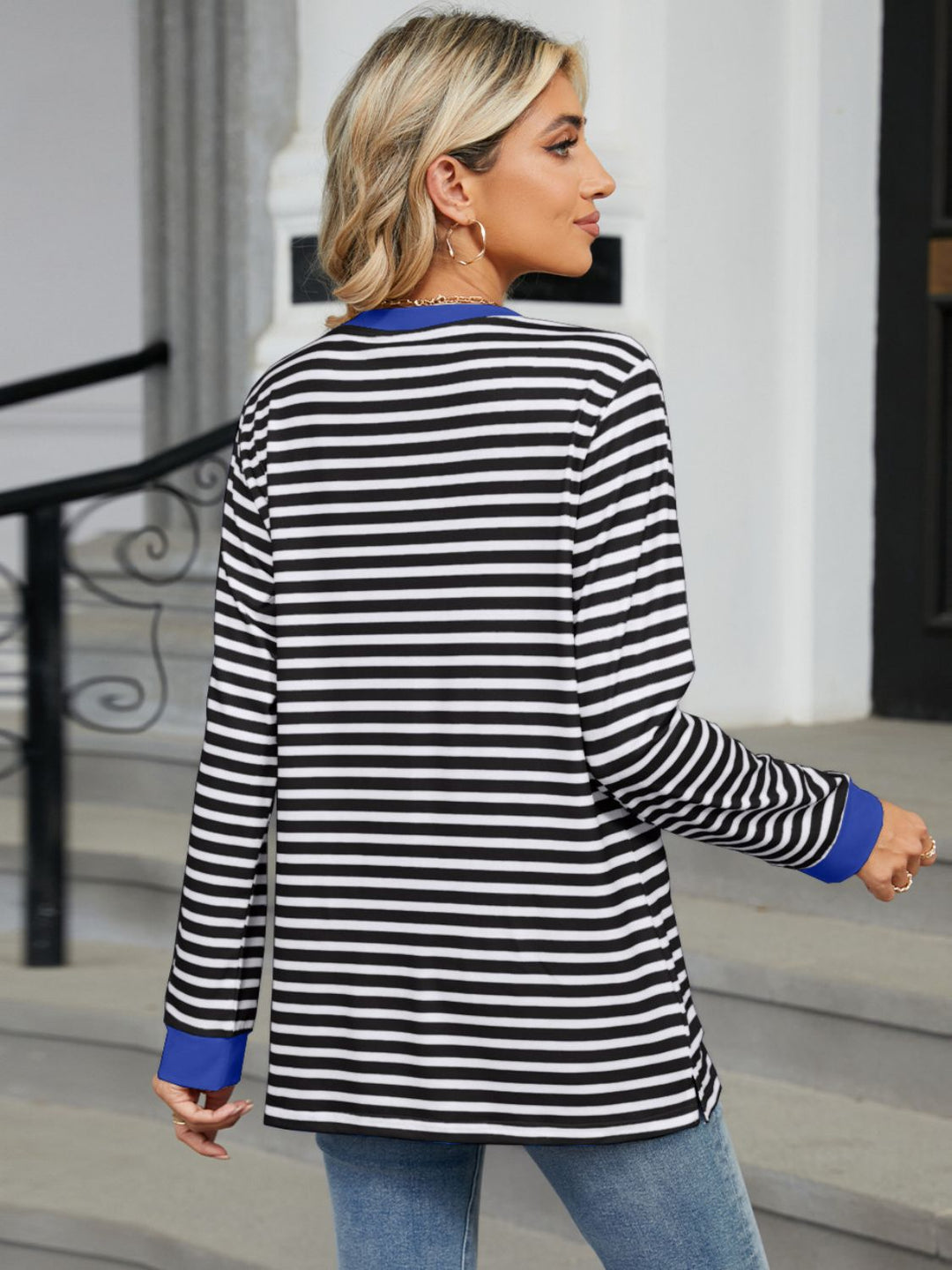 Stilla | Stribet Rund Hals Langærmet T-shirt
