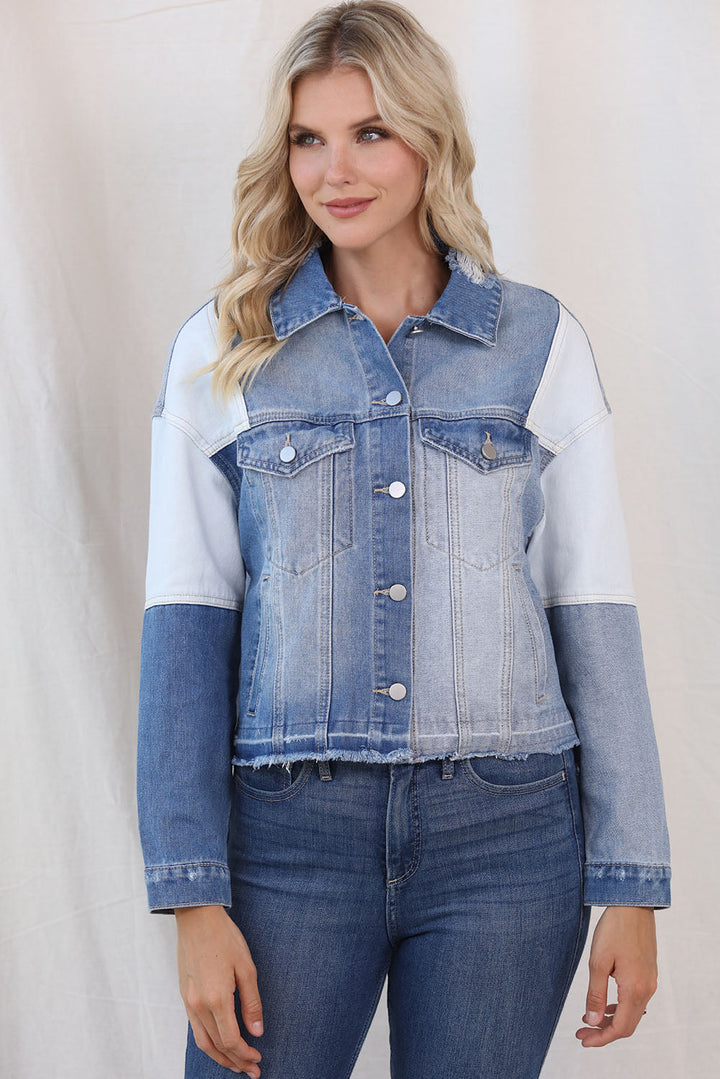 Stilla | Block Distressed Button up Denim Jakke