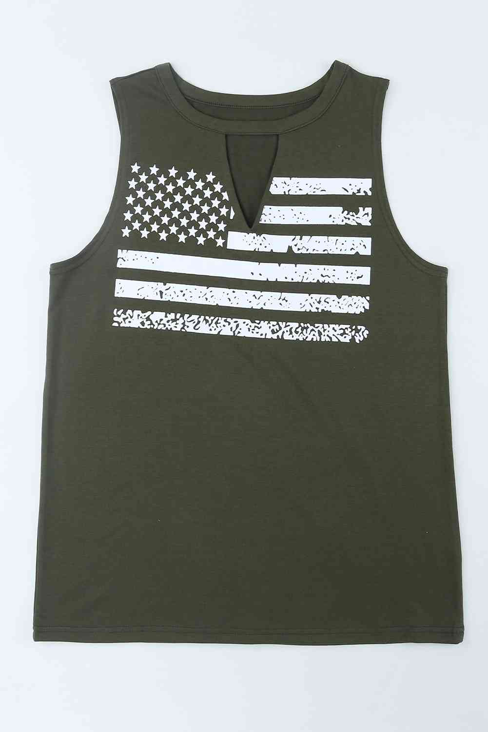 Stilla | Flag Graphic Cutout Rund Hals Tanktop