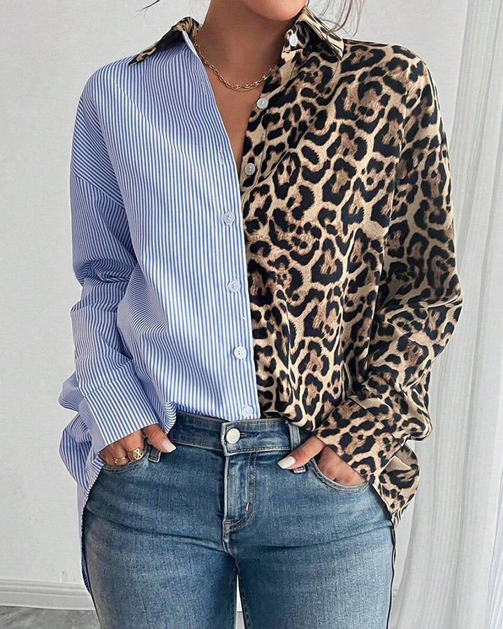 Stilla | Stribet Patchwork Leopardprint