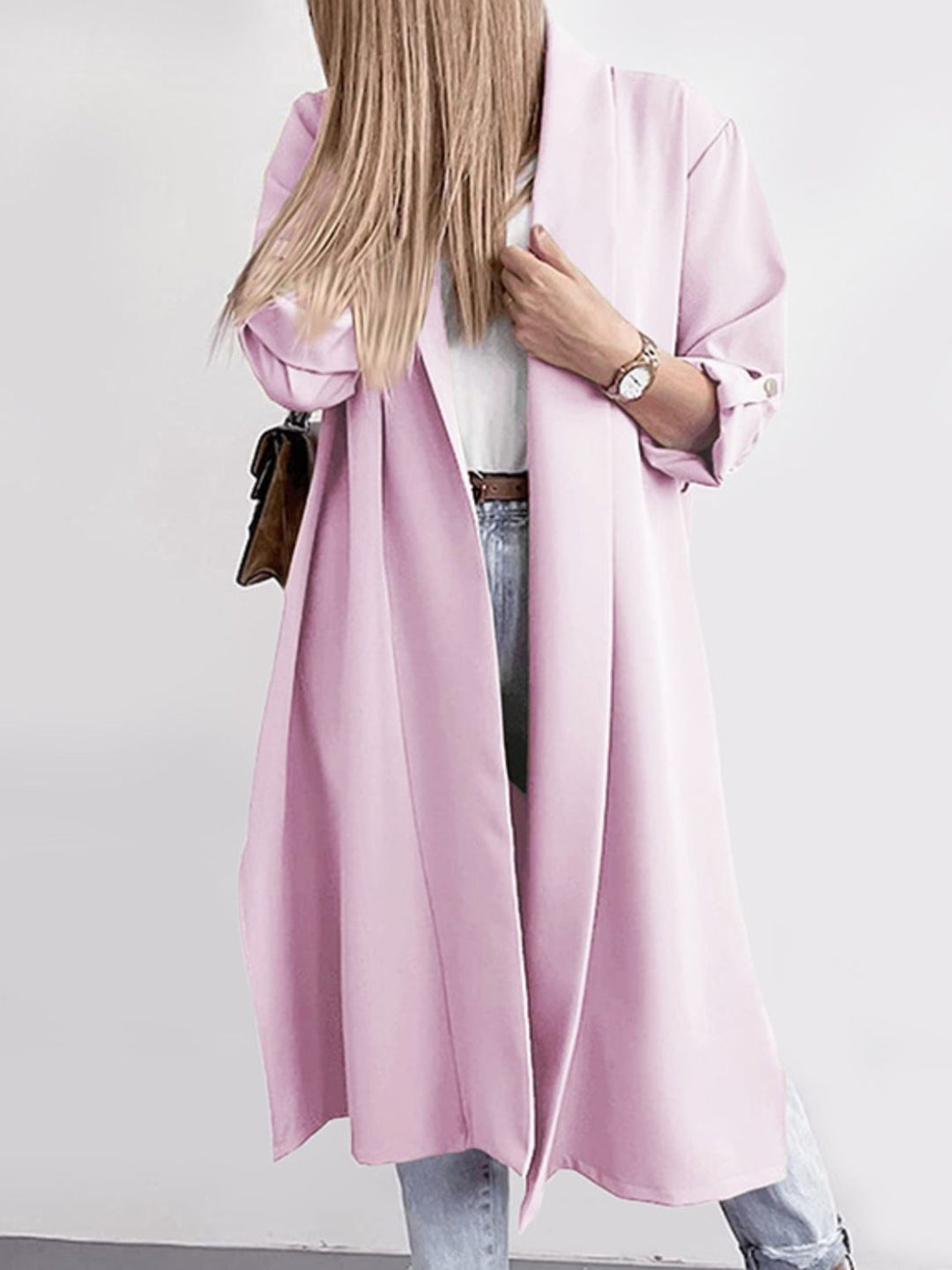 Stilla | Åben Front Rulle-Tab Ærme Trench Coat