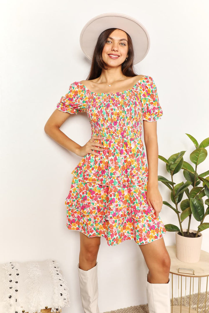 Stilla | Sweetheart Hals Flounce Ærme Mini Kjole