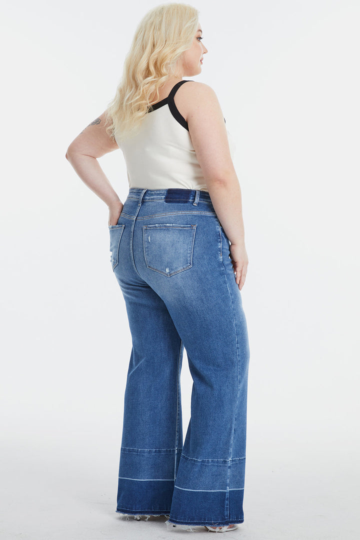 Stilla | Full Size Høj Talje Cat's Whisker Wide Leg Jeans