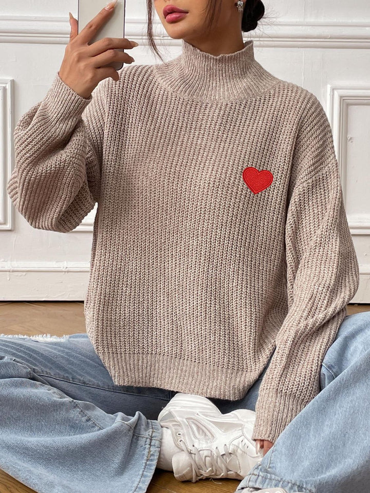 Stilla | Langærmet brusepullover med originalt hjerte-mønster