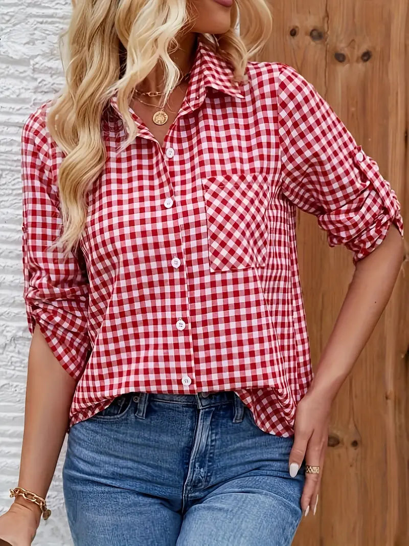 Stilla | Ternet Damebluse Med Knapliste