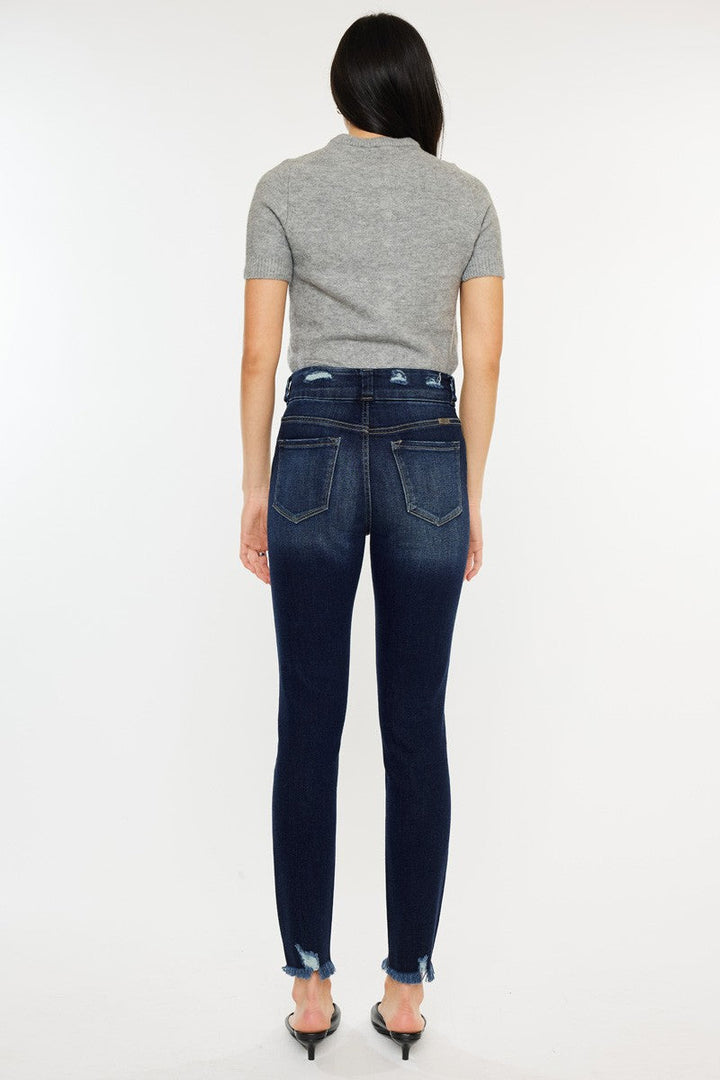 Stilla | Full Size Cat's Whiskers Raw Hem Høj Talje Jeans