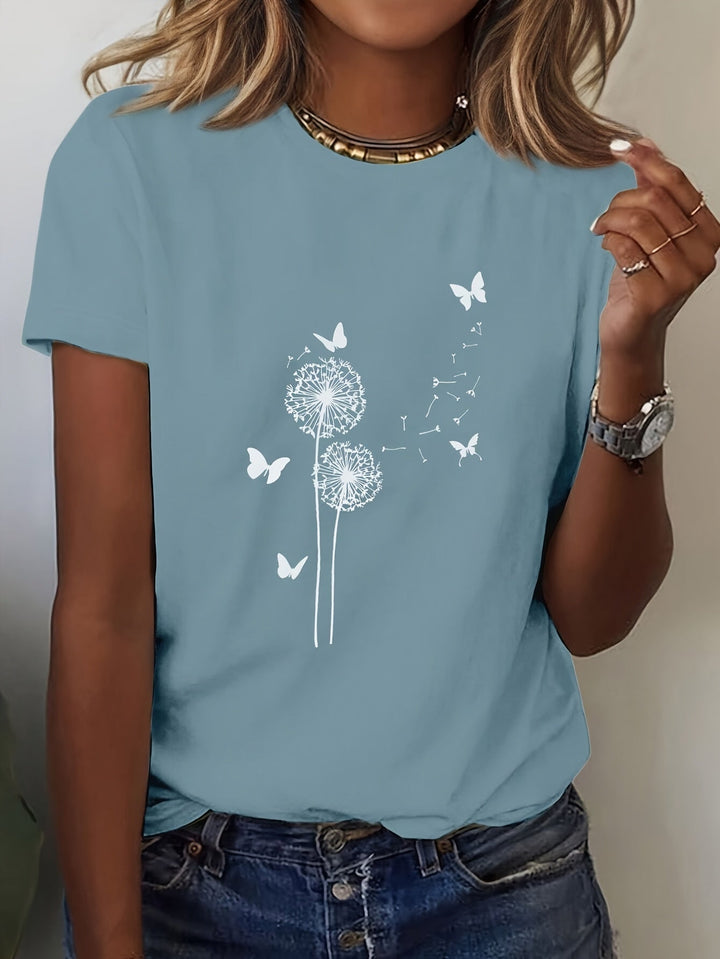 Stilla | Elegant Kvindetee Med Blomstermotiv Og Sommerfugle