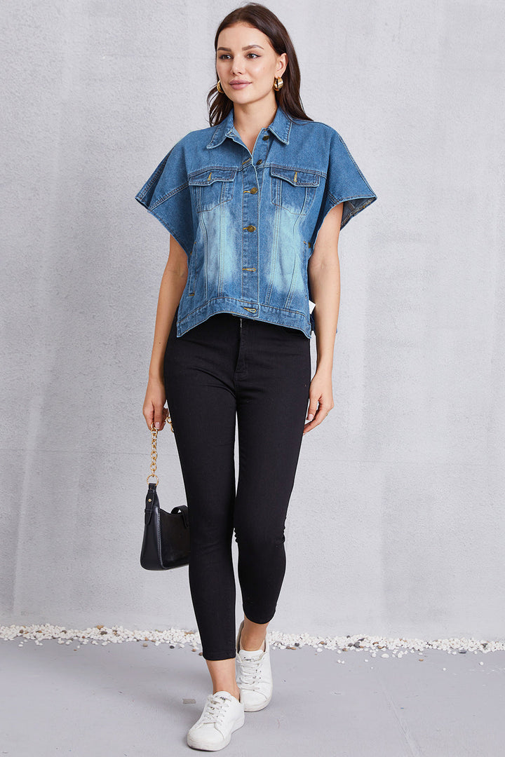 Stilla | Knap-op Kortærmet Denim Top