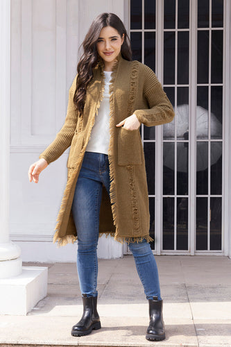 Stilla | Trim Åben Front Cardigan med Lommer