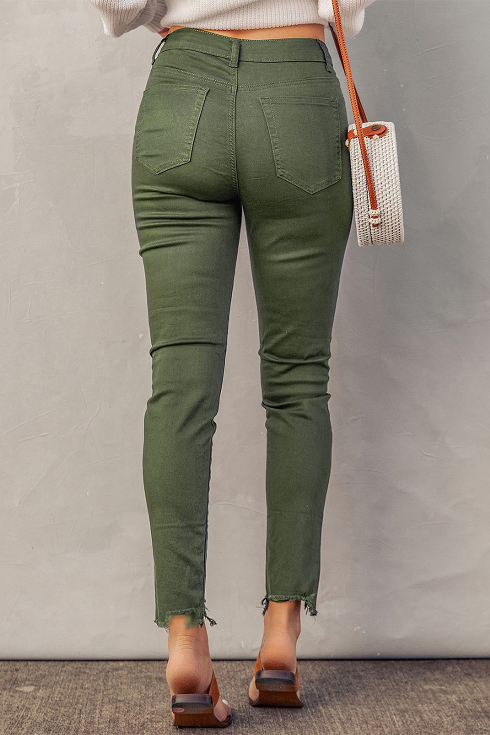 Stilla | Knap-åbning Kant Detalje Skinny Jeans