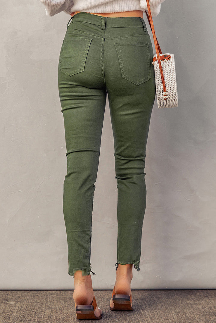 Stilla | Knap-åbning Kant Detalje Skinny Jeans