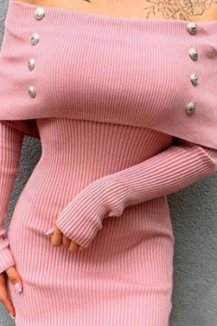 Stilla | Knap Off-shoulder Langærmet Kjole