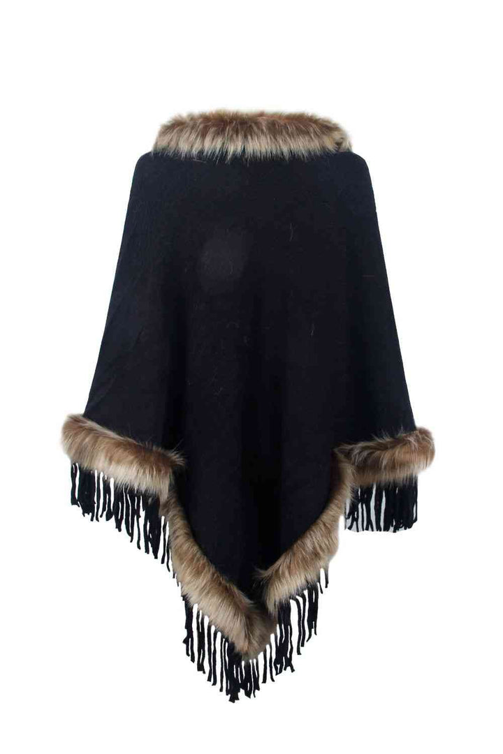 Stilla | Pelskantet Frynset Poncho