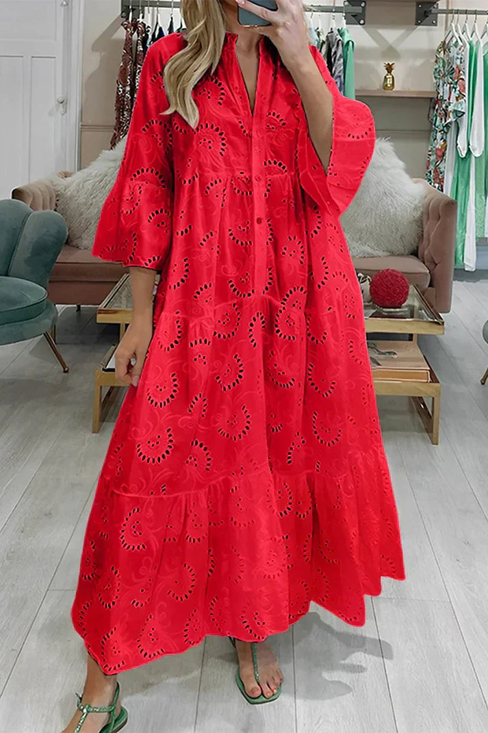 Stilla | Elegante Kjole Med Broderede Øjne