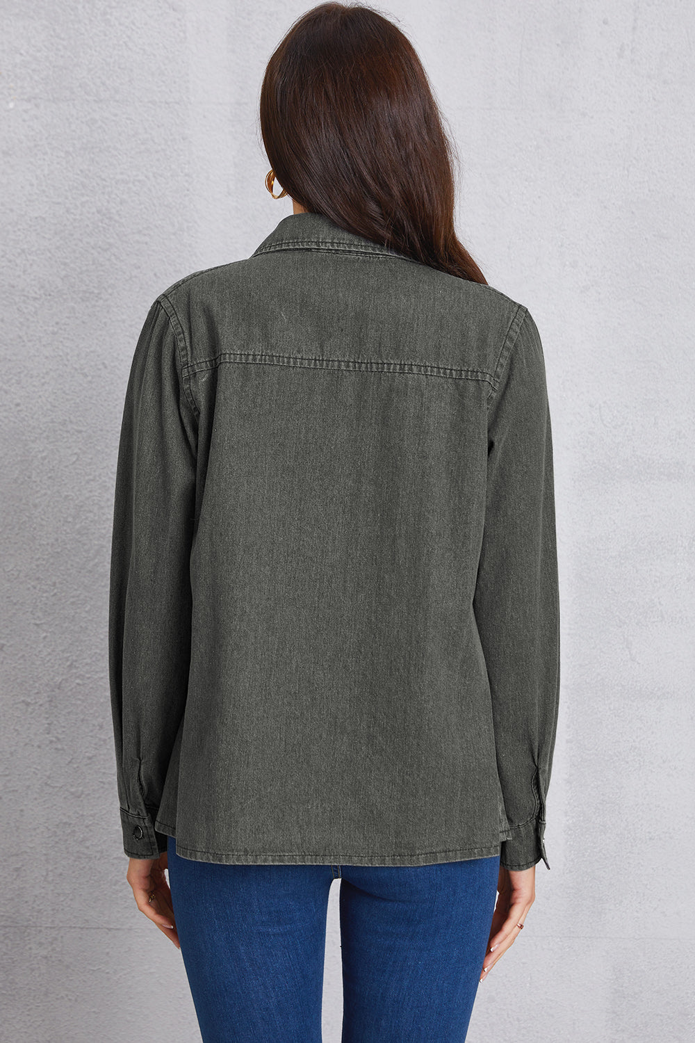 Stilla | Hals Knap Op Denim Top