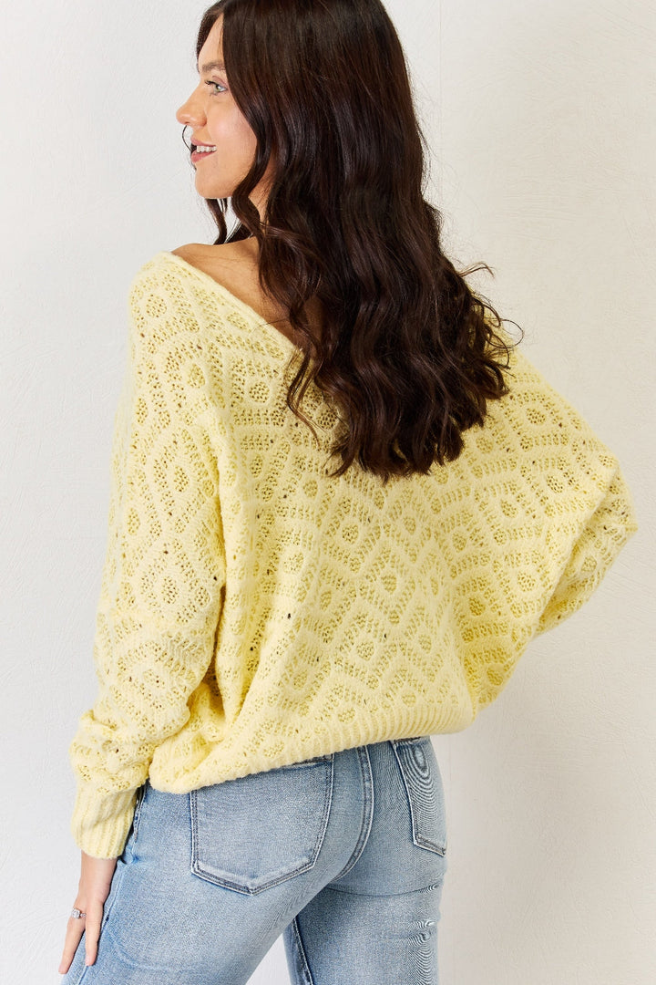 Stilla | V-hals mønstret langærmet sweater