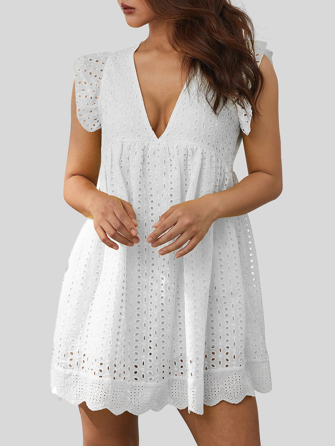 Stilla | Eyelet Cap Sleeve Mini Kjole