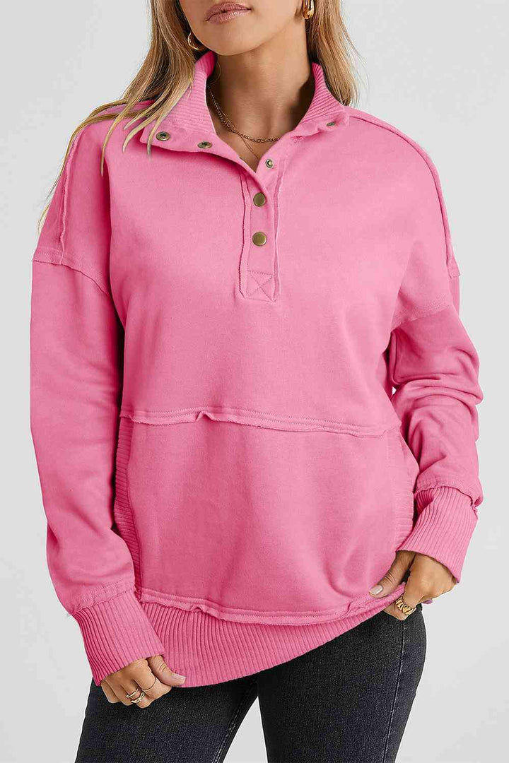 Stilla | Snap Drop Shoulder Langærmet Sweatshirt