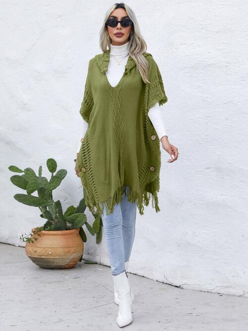 Stilla | Trim Knapperet Hætt Poncho