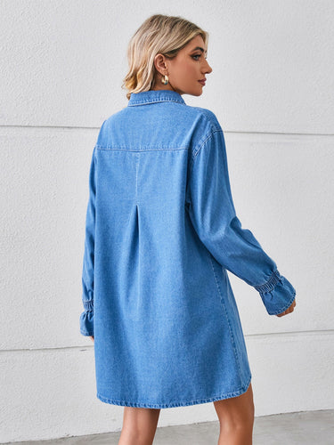 Stilla | Drop-Skulder Mini Denim Kjole