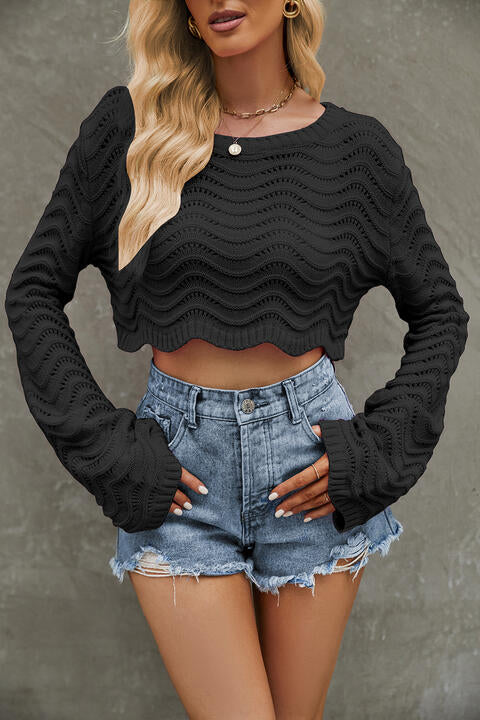 Stilla | Hals Langærmet Beskåret Sweater