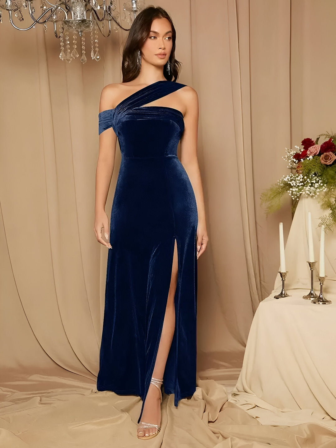 Stilla | Sexet Velour Bodycon Kjole Med Sideslids